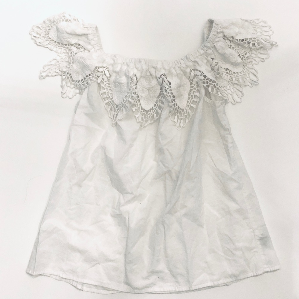 Merona Lacy Crochet White Babydoll Top
